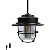 Rechargeable Vintage Camping Lantern – Waterproof LED Tent Light with 4 Lighting Modes & Dimmable Control – Portable Outdoor & Indoor Hanging Lamp (Black)